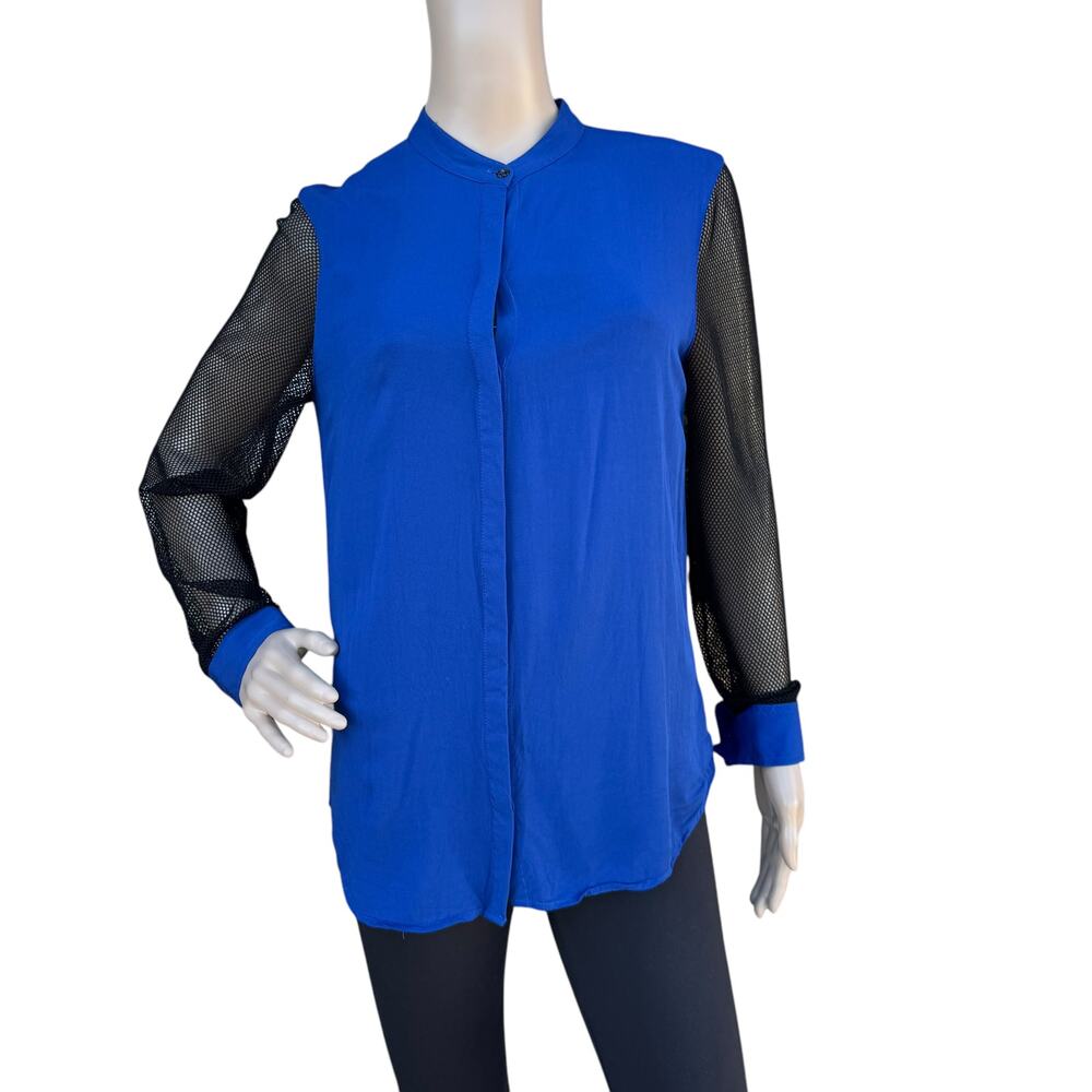 Rock & Republic Mock Neck Mesh Shirt Edgy, Chic Layering Piece, Size M